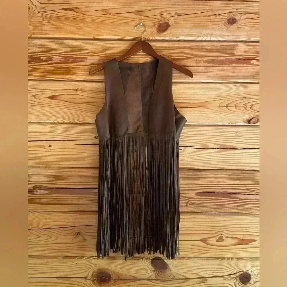 Handmade mamie Ruth leather fringe vest​​​​​